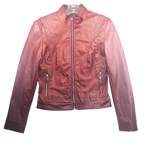 DOWNTOWN COALITION APPAREL Jackets & Blazers - Downtown Coalition Apparell Faux Learher Moto Jacket Womens Small Cropped Zip